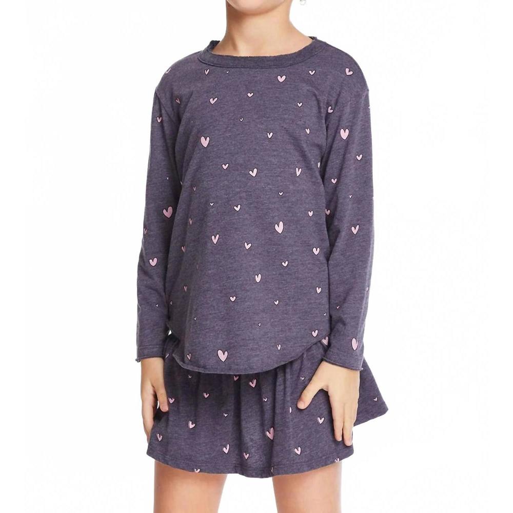 NEW CHASER heart girls long sleeve tee in purple